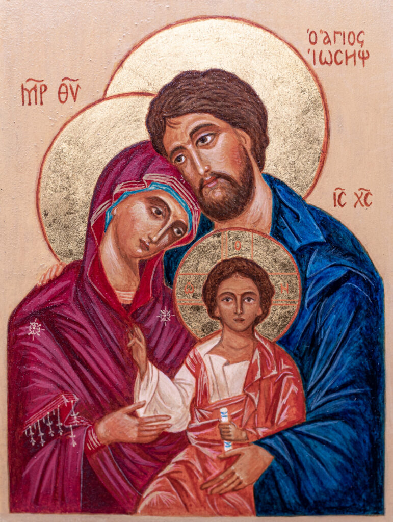Ikona Świętej Rodziny na desce